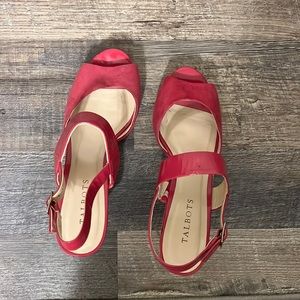 Talbots wedge sandals. Pink. Suede.